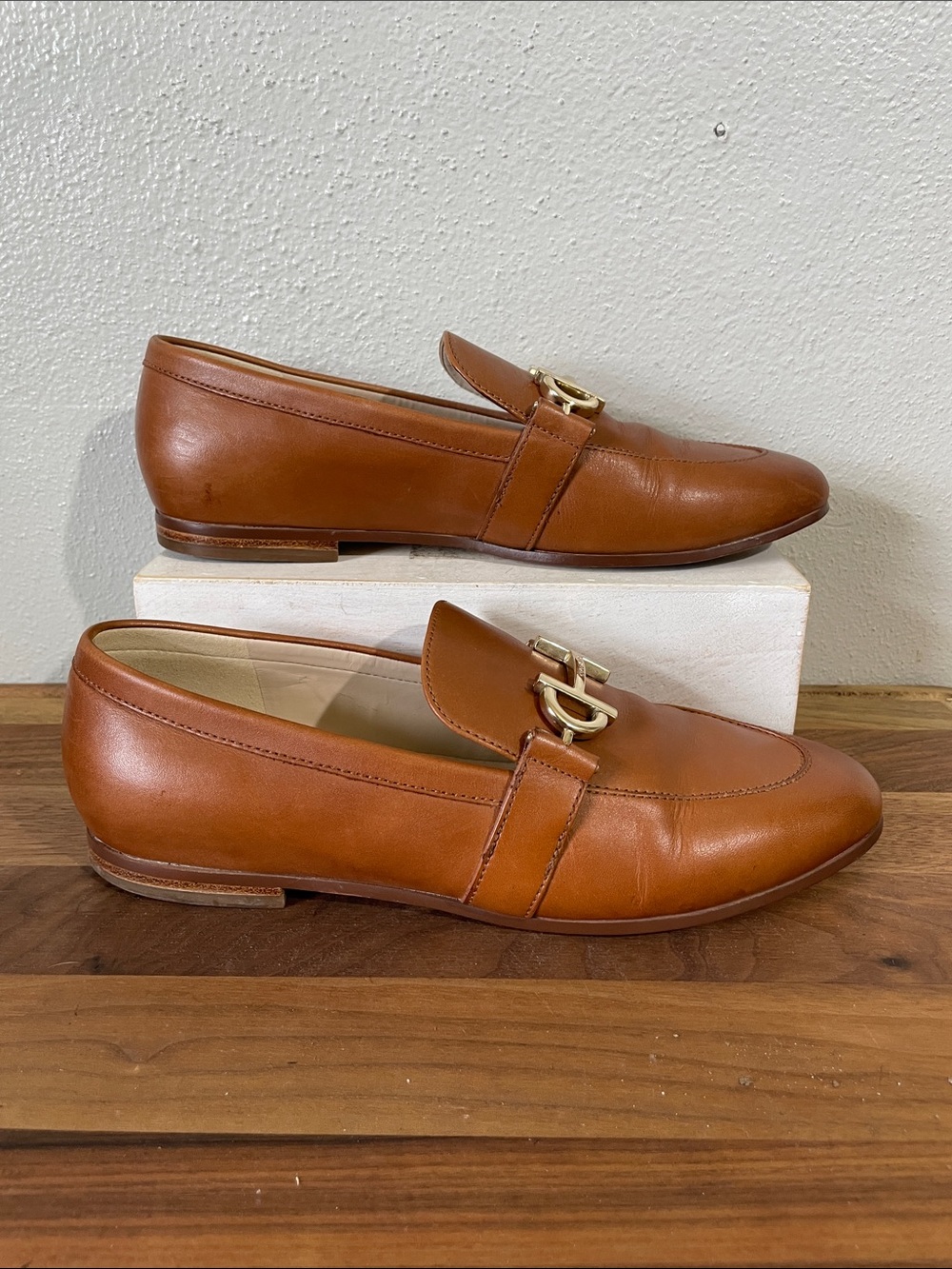 Cole Haan Leather Horsebit Loafers Cognac Brown Slip On Equestrian 8B Timeless